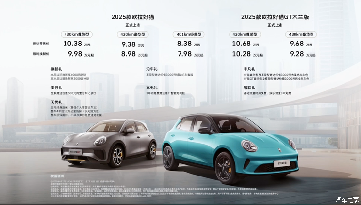 限时换新价7.98万起 2025款欧拉好猫/好猫GT木兰版上市
